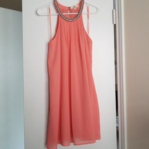Coral Pink Modcloth Dress With Crystals